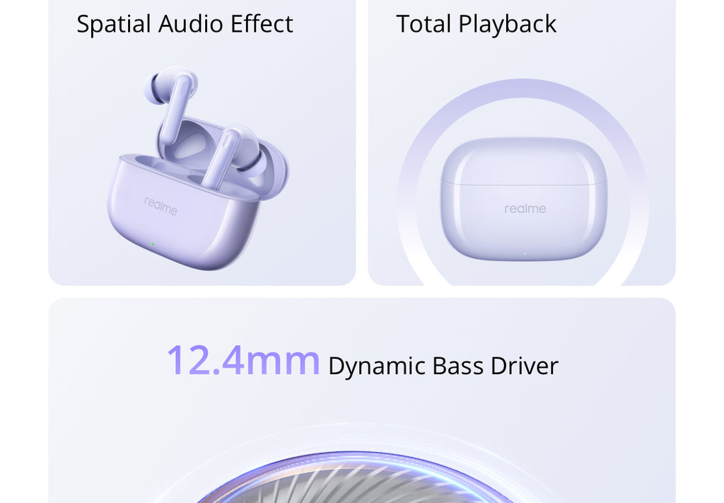 realme Buds T310 True Wireless in-Ear Earbuds, Vibrant Black with 46dB Hybrid ANC, 360° Spatial Audio, 12.4mm Dynamic Bass Driver, Upto 40Hrs Battery, Fast Charging