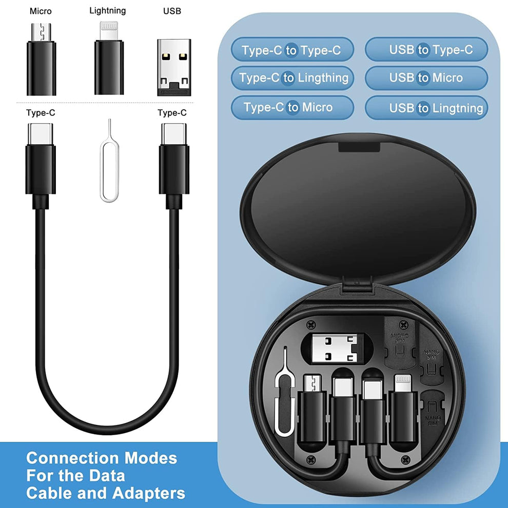 5 in 1 Universal Fast Charging Kit | 60W Multifunction Cable Set with Mobile Stand & SIM Storage